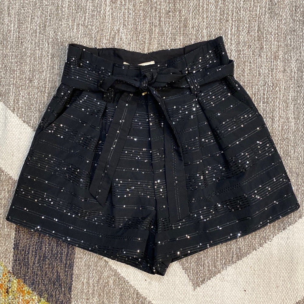 NWT Stevie May Black Sequin Shorts Small